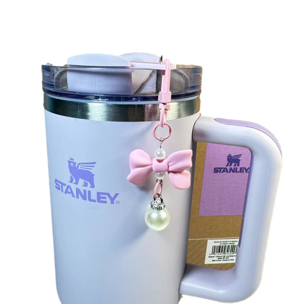 Wholesale Ice Cup Straw Bow Pearl Pendant Cup Accessories